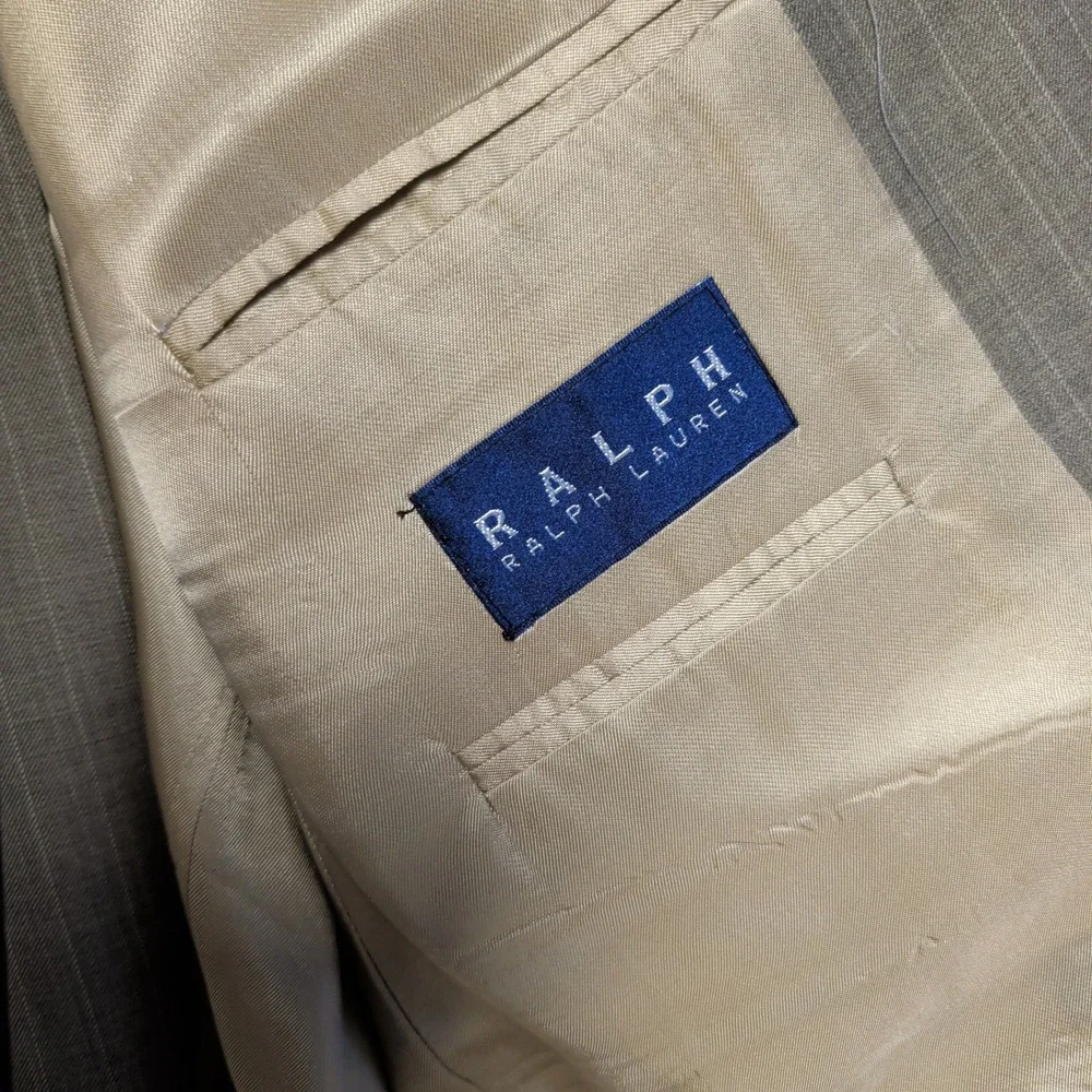 Vintage Ralph Lauren Mens 2pc Pinstripe Suit 42R 38x28 Tan 3 Button Union Canada